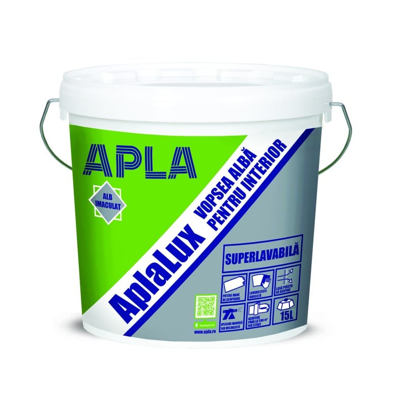 Vopsea superlavabilă interior 15 L, APLA LUX, alb / EXT10014