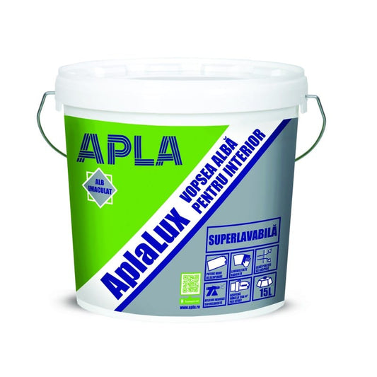 Vopsea superlavabilă interior 15 L, APLA LUX, alb / EXT10014