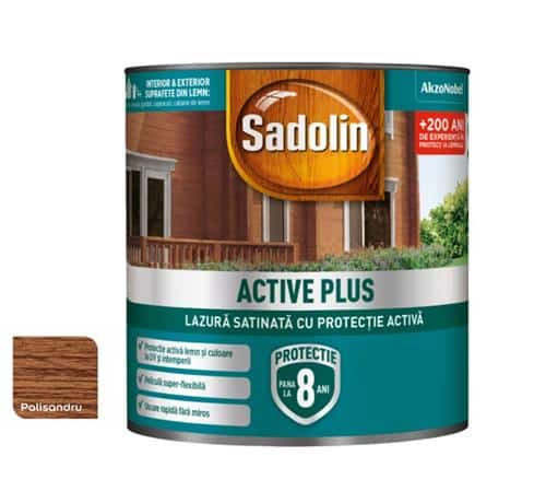 Lazură satinată pe bază de apă, protecție lemn exterior, 2.5L, Sadolin, Palisandru / EXT10111