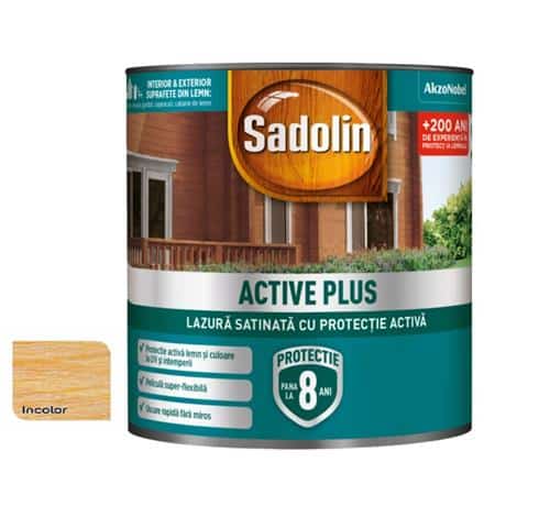 Lazură satinată pentru lemn, pe bază de apă, Sadolin, incolor 2.5 L / EXT10119
