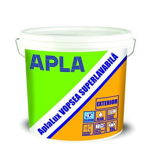 Vopsea lavabilă exterior, 15 L, APLA LUX, Alb / EXT10134