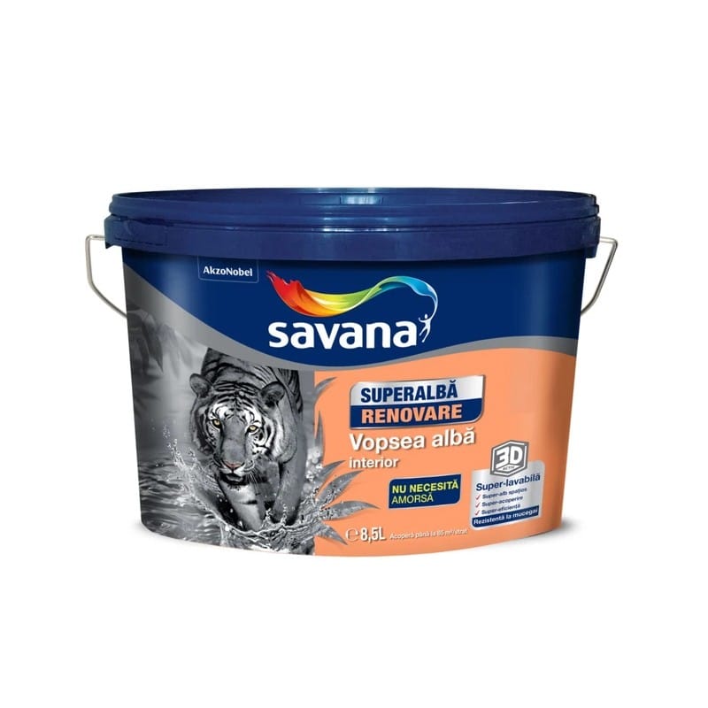 Vopsea lavabilă interior, Superlavabilă 8.5 L, Savana, Super alb / EXT5831012
