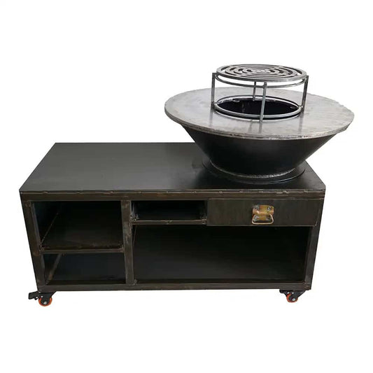 Gratar cu plita rotunda si spatiu depozitare, 130x90 cm, Z-TOOLS / EXT5889