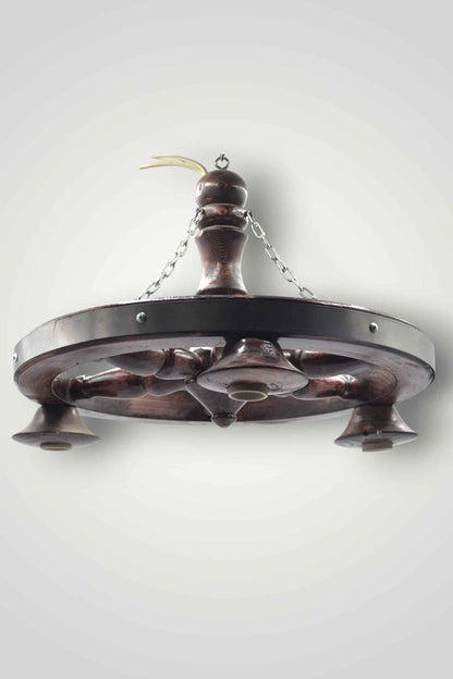 Lustra din lemn cu 3 becuri, diametru 50cm, maro Z-TOOLS / EXT9070