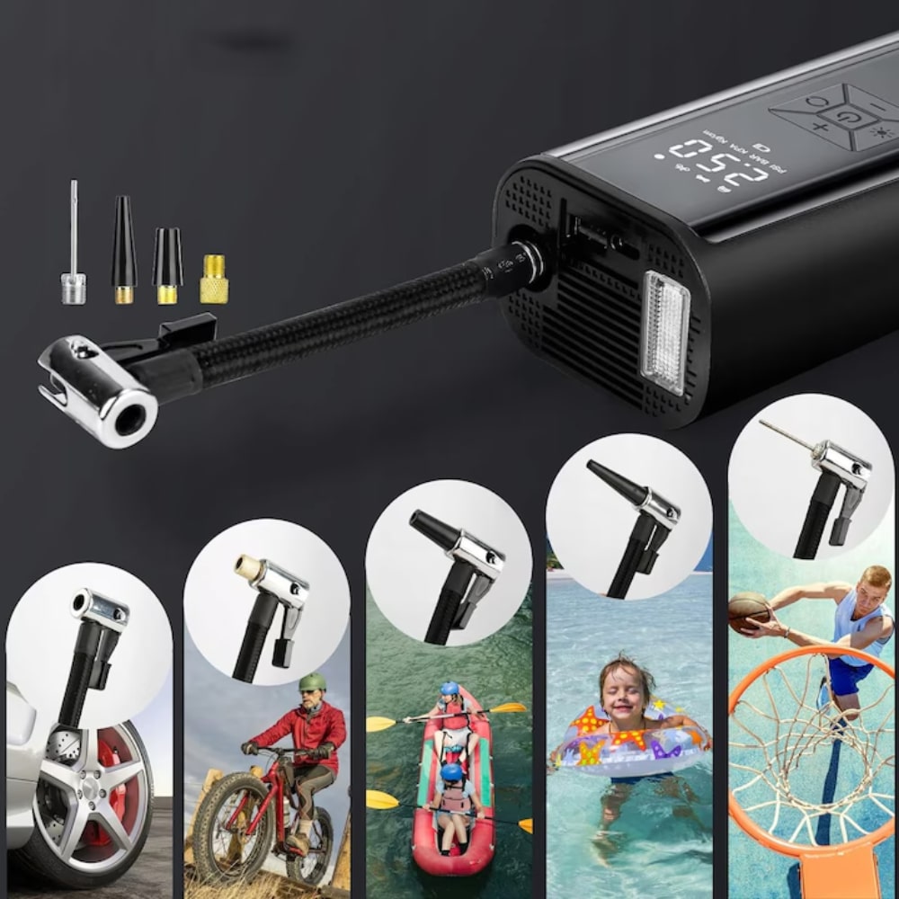 Pompă electrică portabilă 150 PSI, 6000 mAh, LCD, manometru digital, lanternă LED, Z-TOOLS / EXT9074