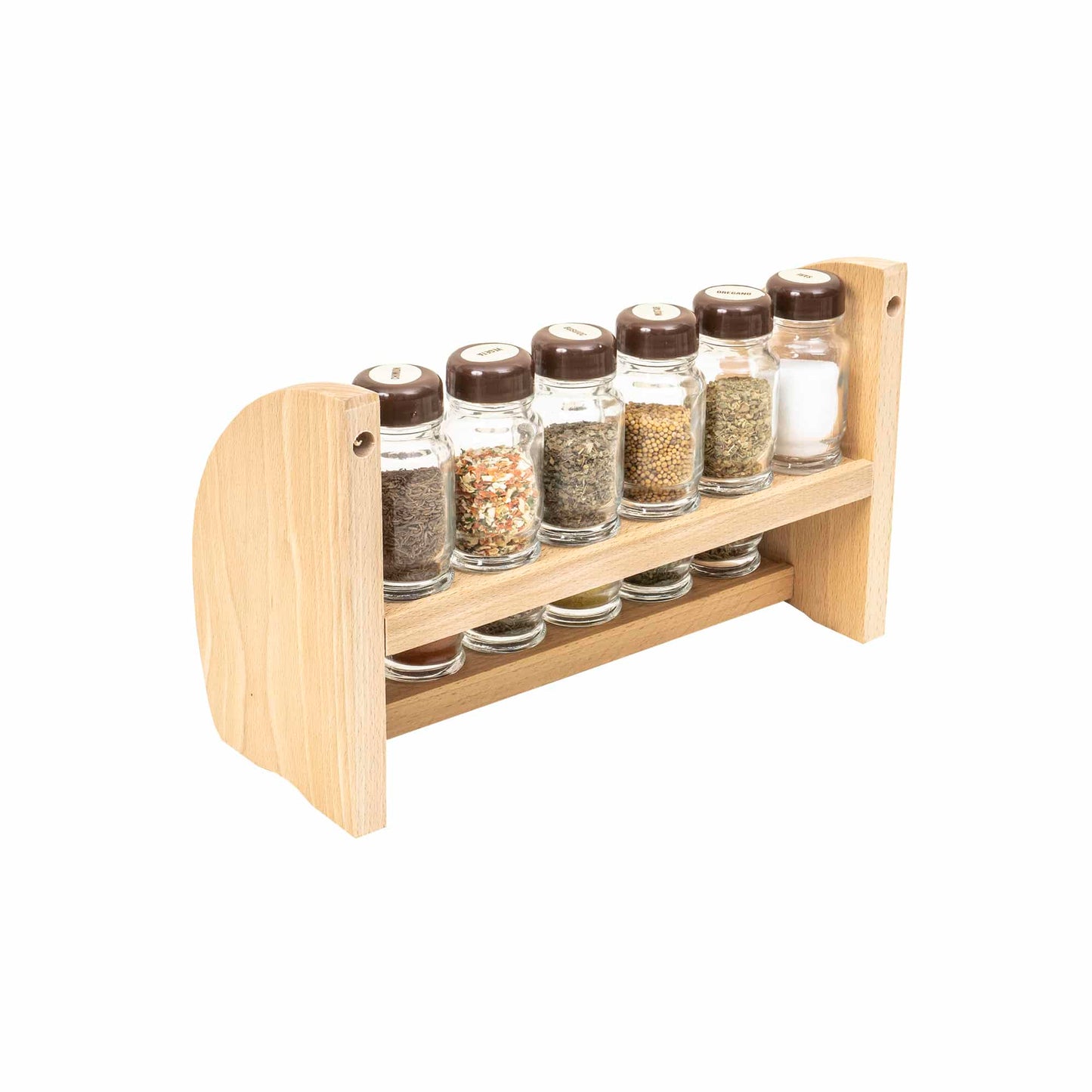 Set 12 sticle condimente cu suport din lemn, 30x18x12cm, Z-TOOLS / EXT9958