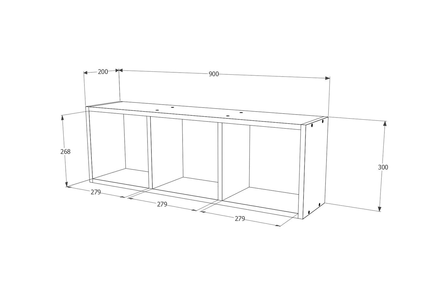 Etajera haaus Lira, 3 Casete, Alb, 90 x 20 x 30 cm
