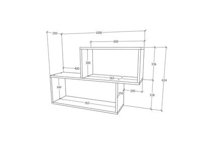 Etajera Rico haaus V1, Stejar Bronz, L 100 x l 25 x H 65 cm