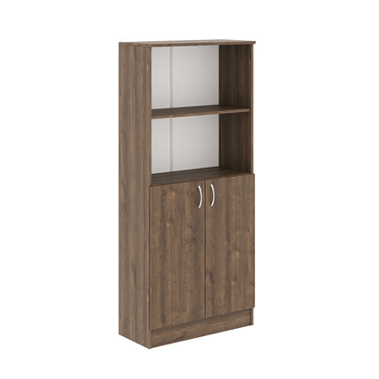 Biblioteca Flint, cu Usi Inferioare si O Polita, Stejar Bronz, 70 x 32 x 159 cm