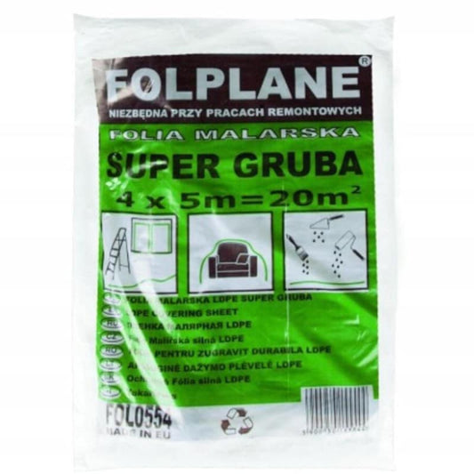 Folie protectie pentru zugrav, 4x5m, groasa, LDPE  Z-TOOLS / FOL0554