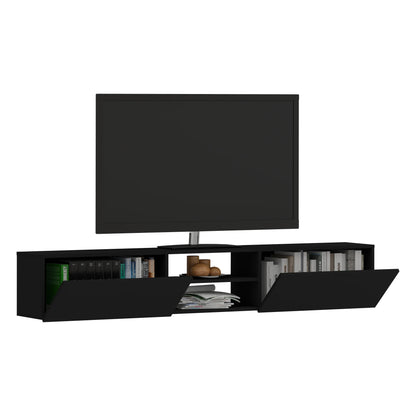 Comoda TV haaus Genova, 2 Usi, Negru, 180 x 30 x 30 cm