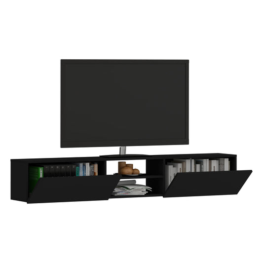 Comoda TV haaus Genova, 2 Usi, Negru, 180 x 30 x 30 cm