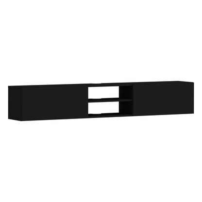 Comoda TV haaus Genova, 2 Usi, Negru, 180 x 30 x 30 cm