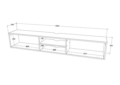 Comoda TV haaus Genova, 2 Usi, Negru, 180 x 30 x 30 cm