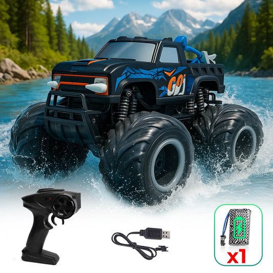 Masina cu telecomanda RC Timebox, 1:16, 4x4, Monster Truck, Negru/Albastru