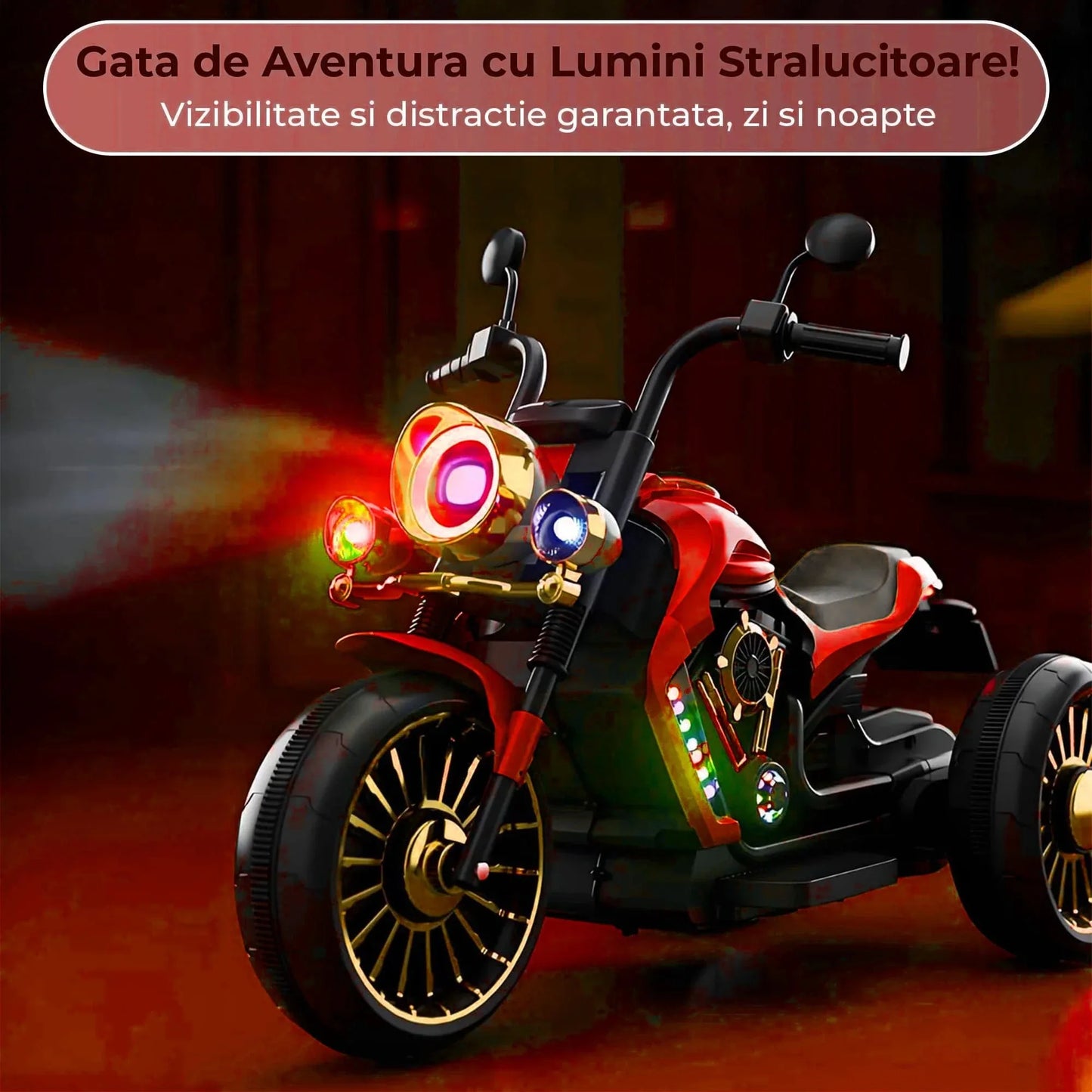 Motocicleta electrica Timebox, Functie mers inainte/inapoi, Faruri, Claxon, Rosu