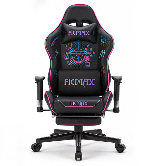 Scaun Gaming Timebox, Reglaj Spatar 160°, Suport Picioare Extensibil, Tetiera si Perna Lombara, Cadrul Metalic Rezistent, Material Premium, Ajustare 3D a Bratelor – Negru/Roz - 221.ro