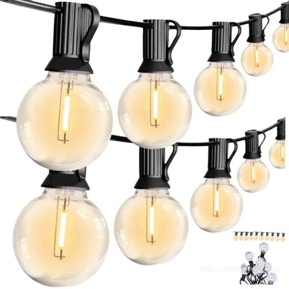 Ghirlandă Luminoasă LED Impermeabilă, Interconectabilă, 5 m, 10 Becuri Glob, Alb Cald, Exterior/Interior