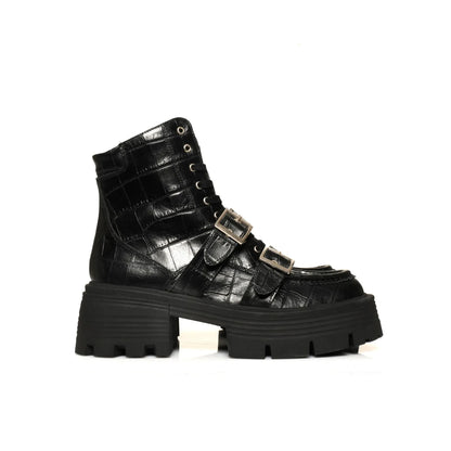 Brodequin Croco Noir