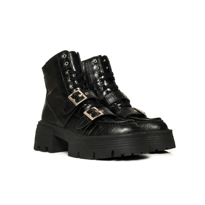 Brodequin Croco Noir