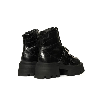 Brodequin Croco Noir