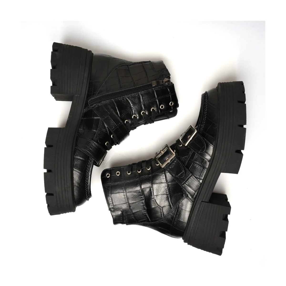 Brodequin Croco Noir