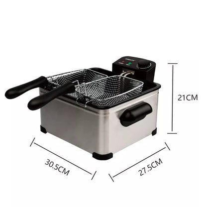 Friteuza Sokany HD-3501, 2100W, 5L, Termostat reglabil, Negru/Inox