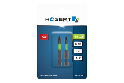 Set 2 biți pentru surubelniță electrică PZ2, 50 mm, Hogert / HT1S157