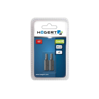 Set 2 bucati, bit-uri pentru surubelnita, HEX H6, 25mm HOGERT / HT1S346