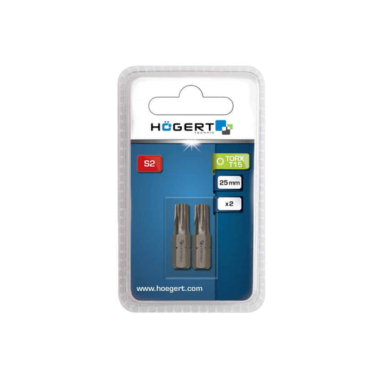 Set 2 bucati, bit-uri pentru surubelnita, TORX T15, 25mm HOGERT / HT1S362