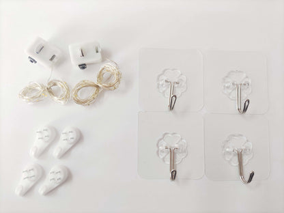 Set 2 etajere suspendate, aurii cu luminite Led, 44.5*13*7.5 cm, D62