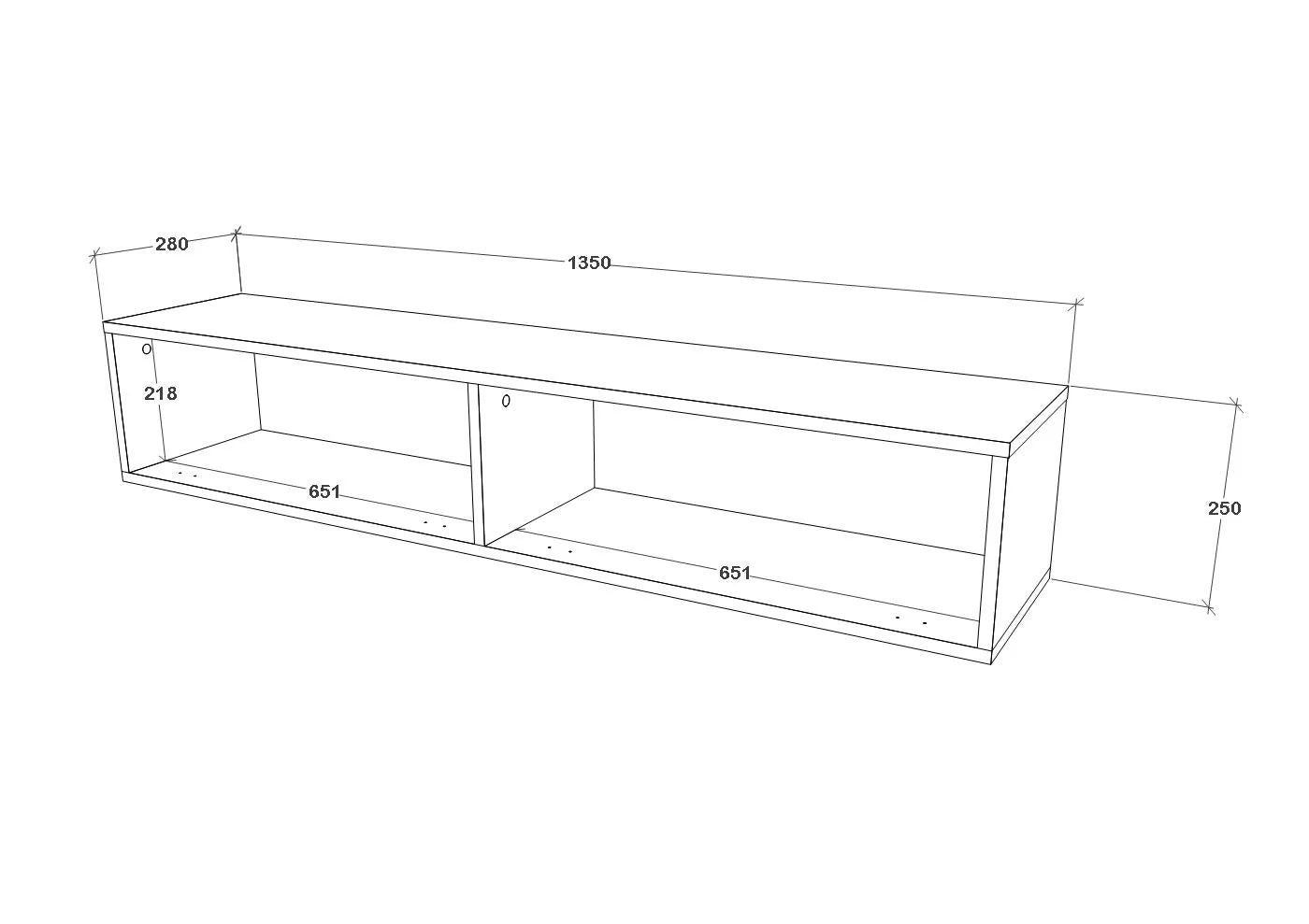 Comoda TV haaus Isla, 2 Usi, Negru, 135 x 28 x 25 cm