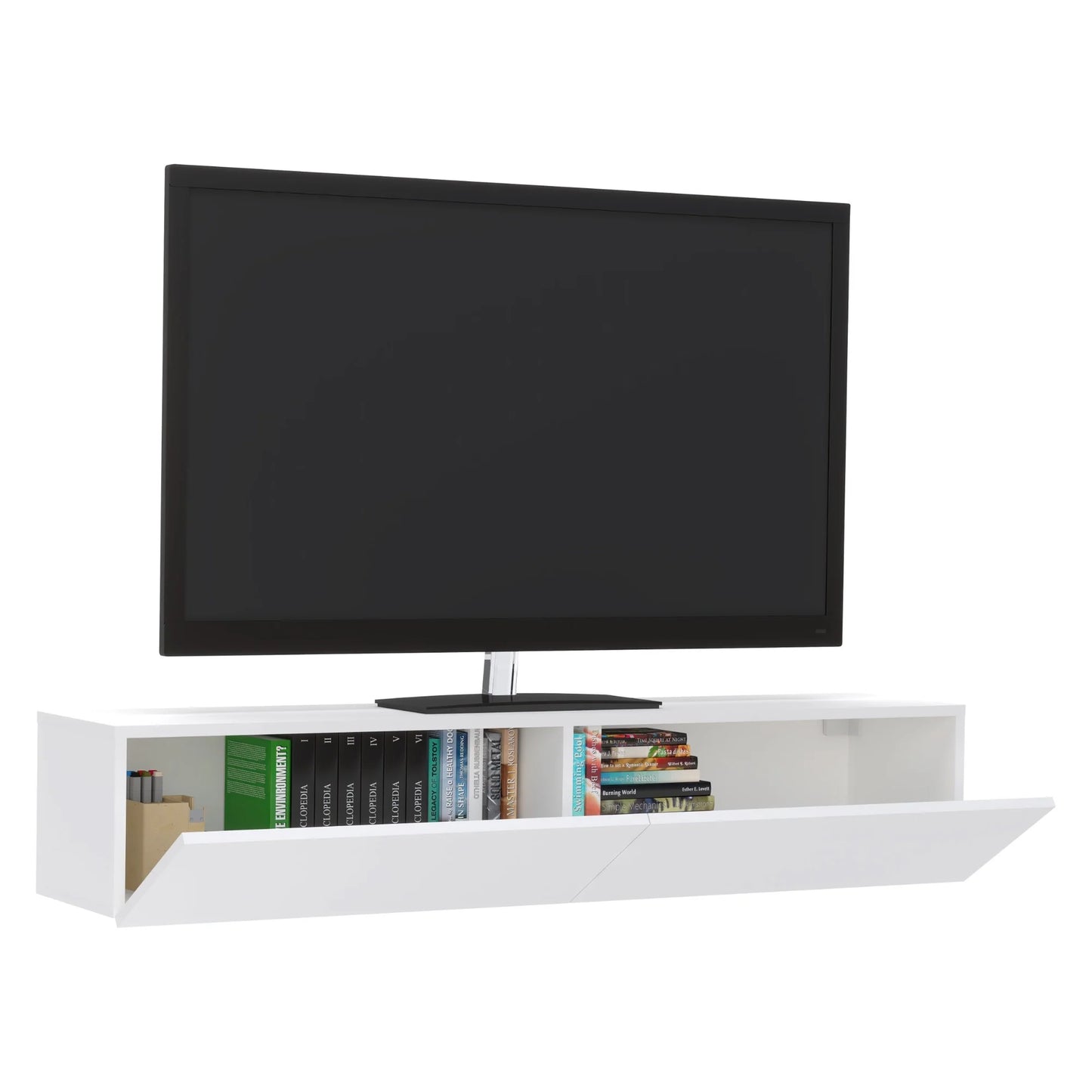 Comoda TV haaus Isla, 2 Usi, Alb, 135 x 28 x 25 cm