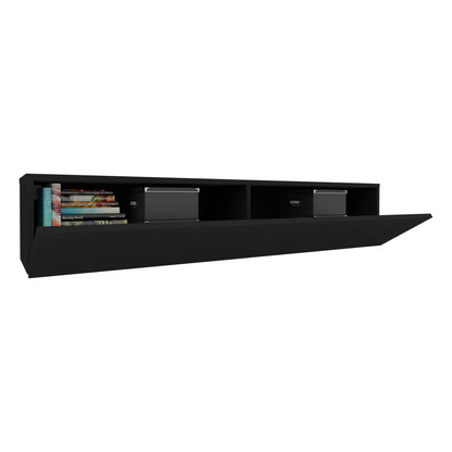 Comoda TV haaus Isla, 2 Usi, Negru, 135 x 28 x 25 cm