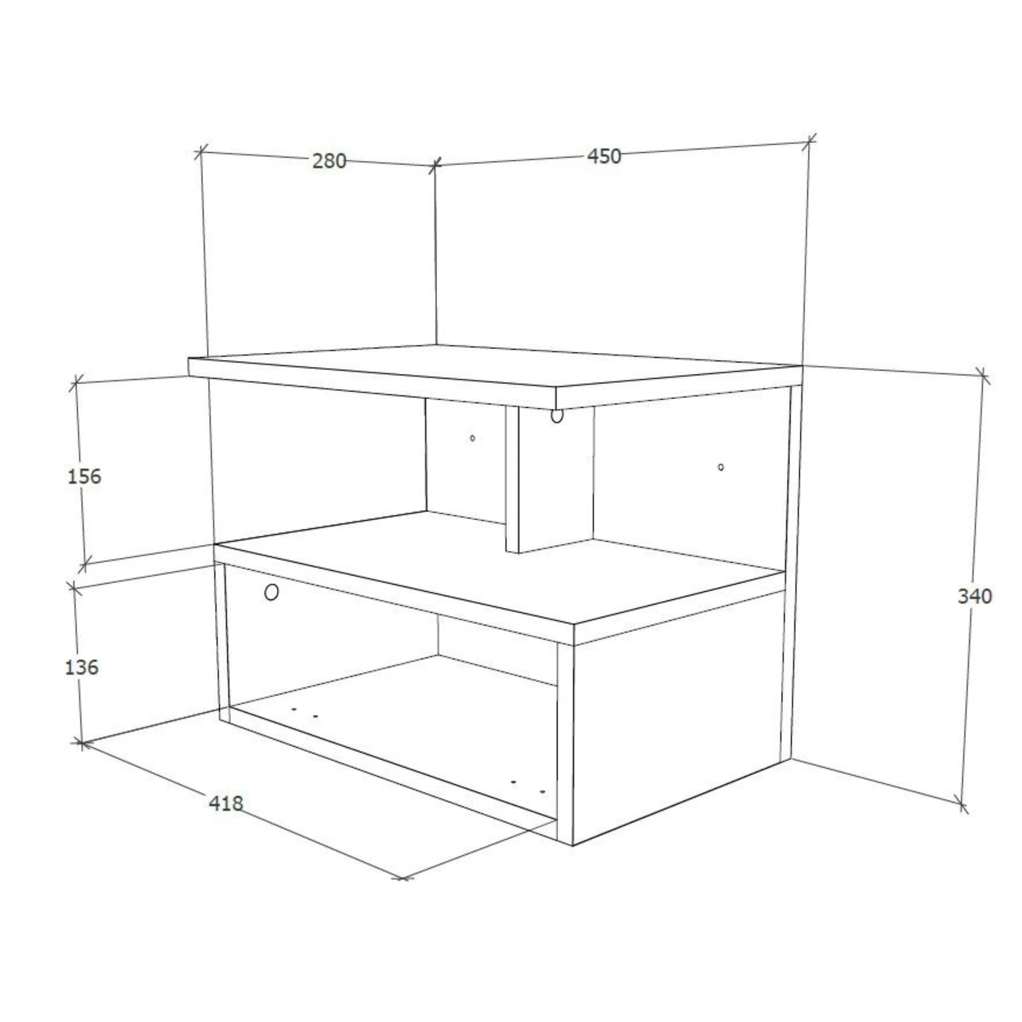 Set 2 Noptiere suspendate Kabi, 1 Usa, Stejar Artisan, 45 x 30 x 34 cm