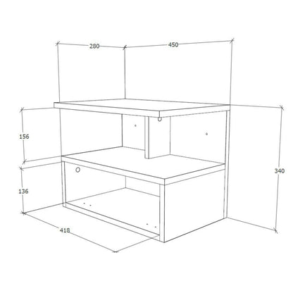 Set 2 Noptiere suspendate Kabi, 1 Usa, Stejar Artisan, 45 x 30 x 34 cm