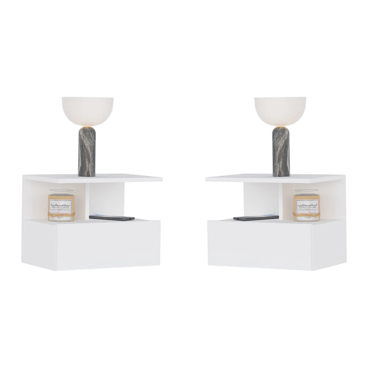 Set 2 Noptiere suspendate Kabi, 1 Usa, Alb, 45 x 30 x 34 cm