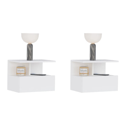 Set 2 Noptiere suspendate Kabi, 1 Usa, Alb, 45 x 30 x 34 cm