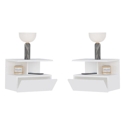 Set 2 Noptiere suspendate Kabi, 1 Usa, Alb, 45 x 30 x 34 cm