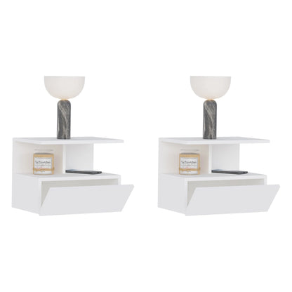 Set 2 Noptiere suspendate Kabi, 1 Usa, Alb, 45 x 30 x 34 cm