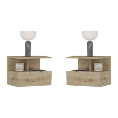 Set 2 Noptiere suspendate Kabi, 1 Usa, Stejar Artisan, 45 x 30 x 34 cm