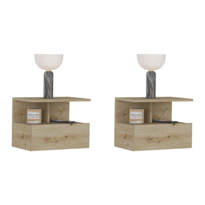 Set 2 Noptiere suspendate Kabi, 1 Usa, Stejar Artisan, 45 x 30 x 34 cm