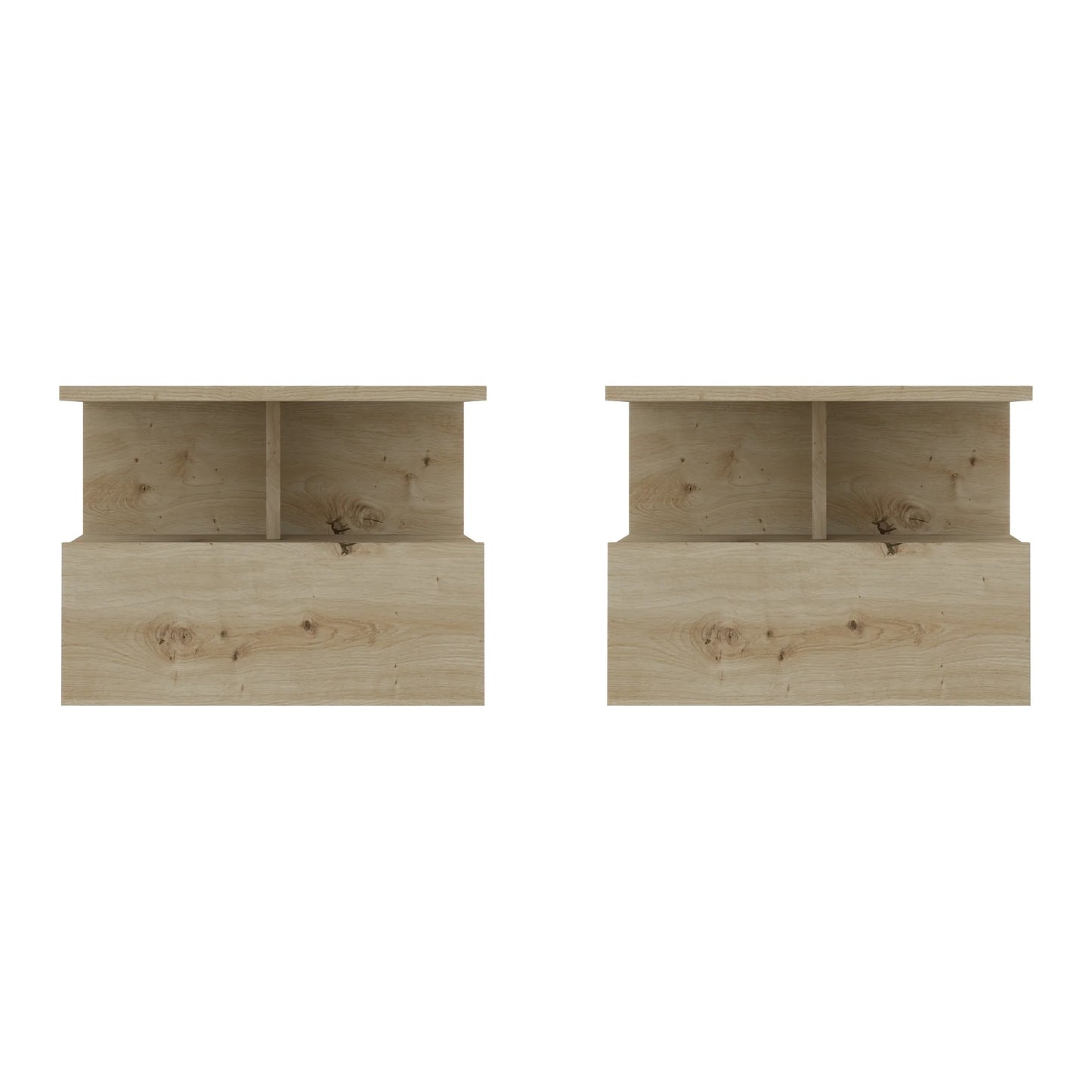 Set 2 Noptiere suspendate Kabi, 1 Usa, Stejar Artisan, 45 x 30 x 34 cm