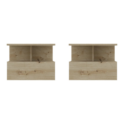 Set 2 Noptiere suspendate Kabi, 1 Usa, Stejar Artisan, 45 x 30 x 34 cm
