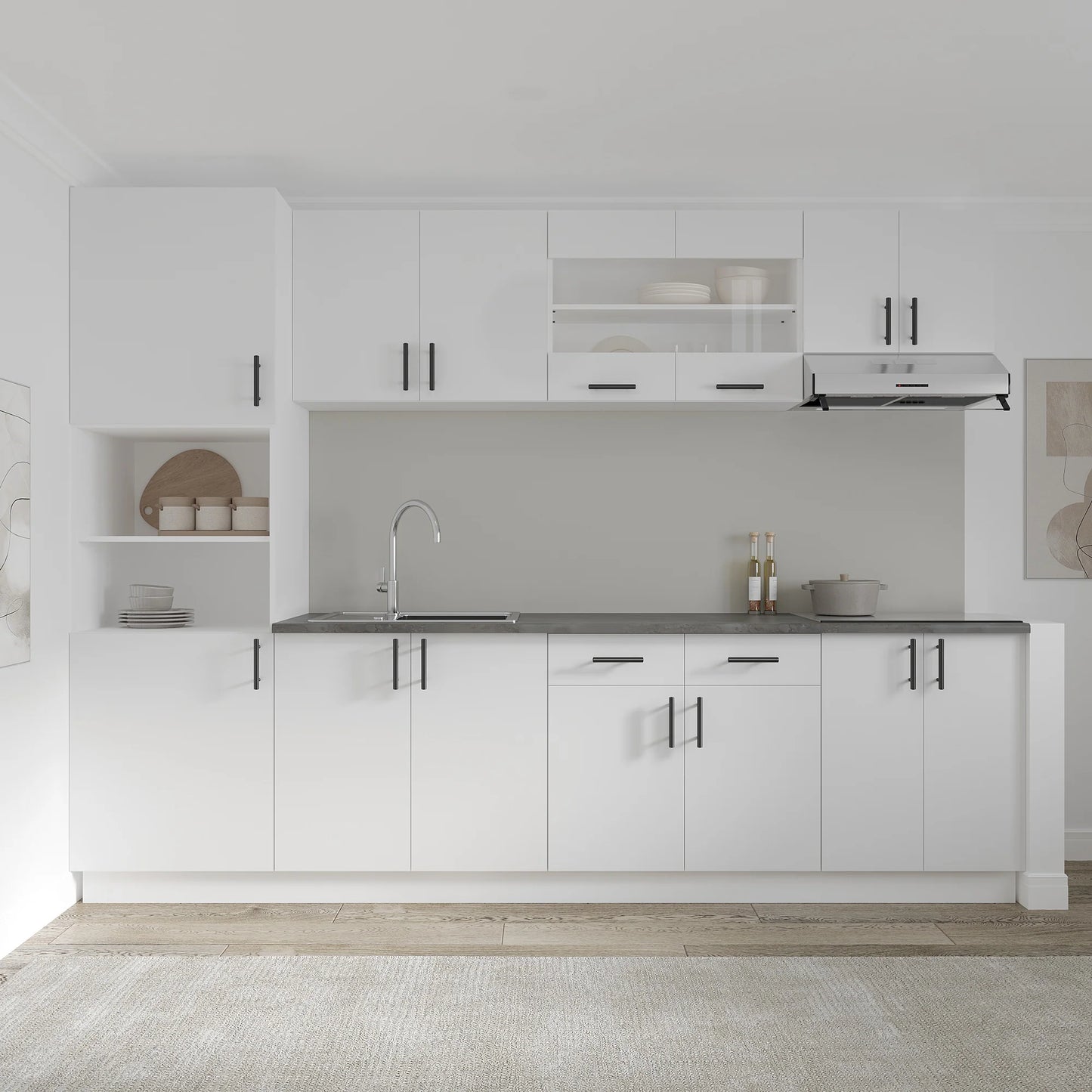 Set Bucatarie haaus Karo V23, Alb, Blat Thermo 28 mm, L 280 cm