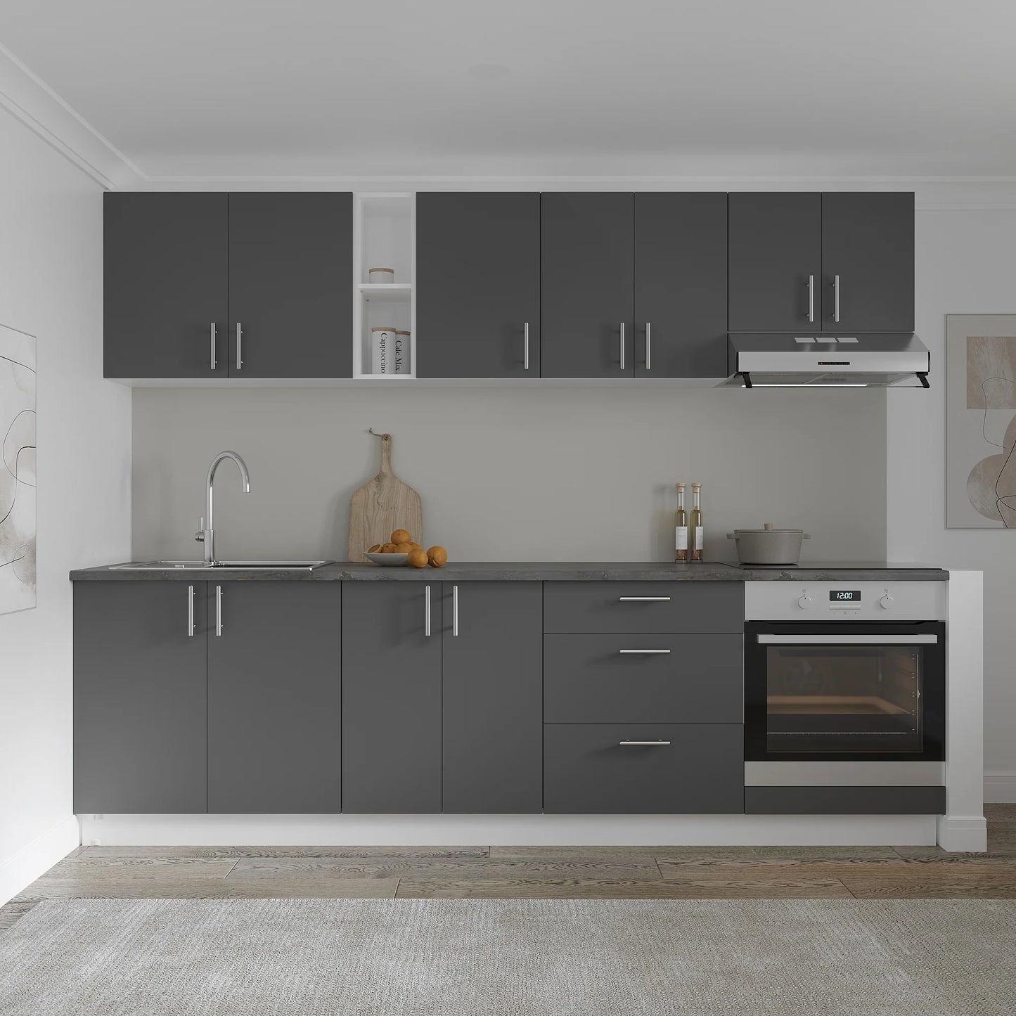 Corp haaus Cuptor Karo, Antracit/Alb, 60 x 50 x 80 cm