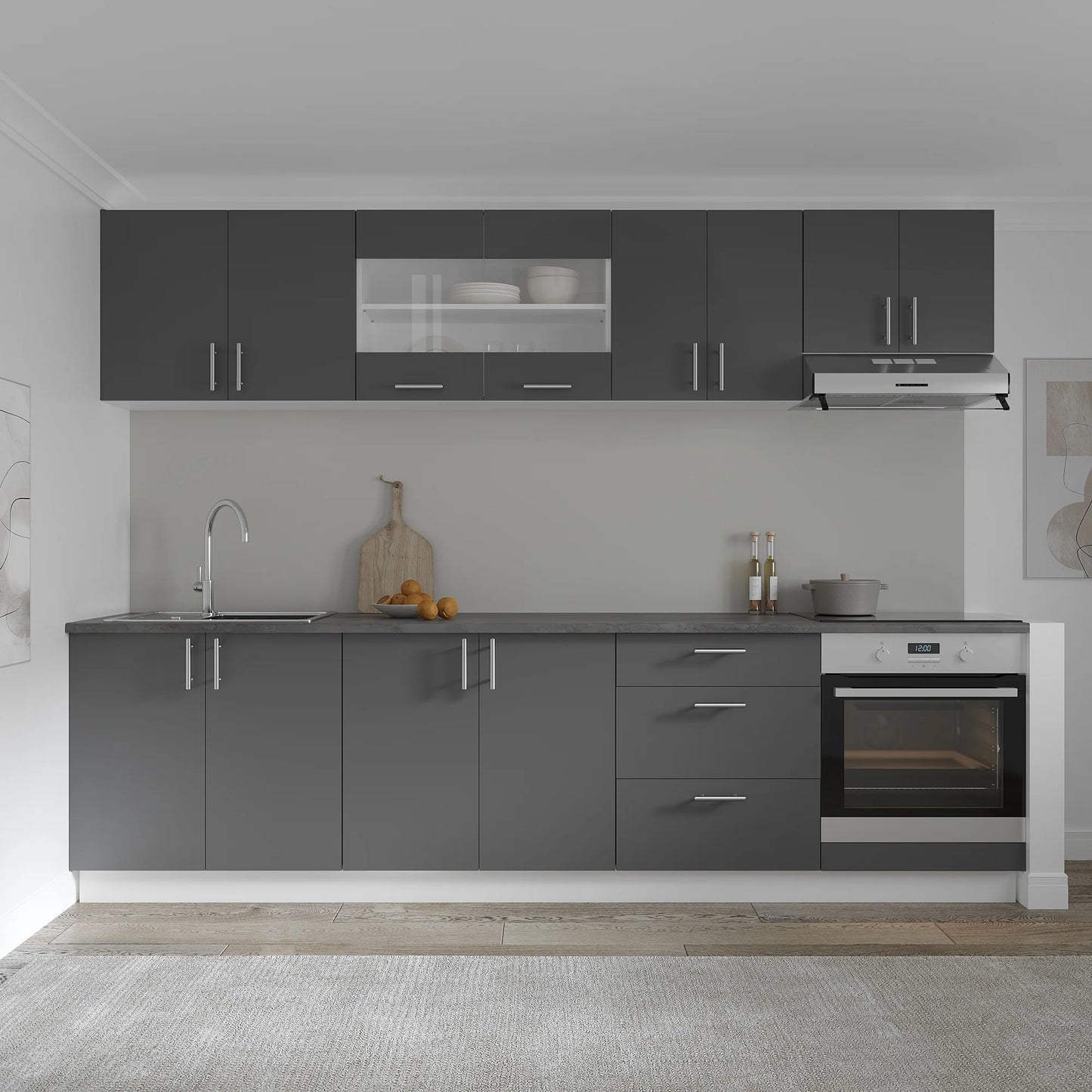 Corp Superior haaus Karo, 2 Usi, cu sticla, Antracit/Alb, 80 x 30 x 60 cm