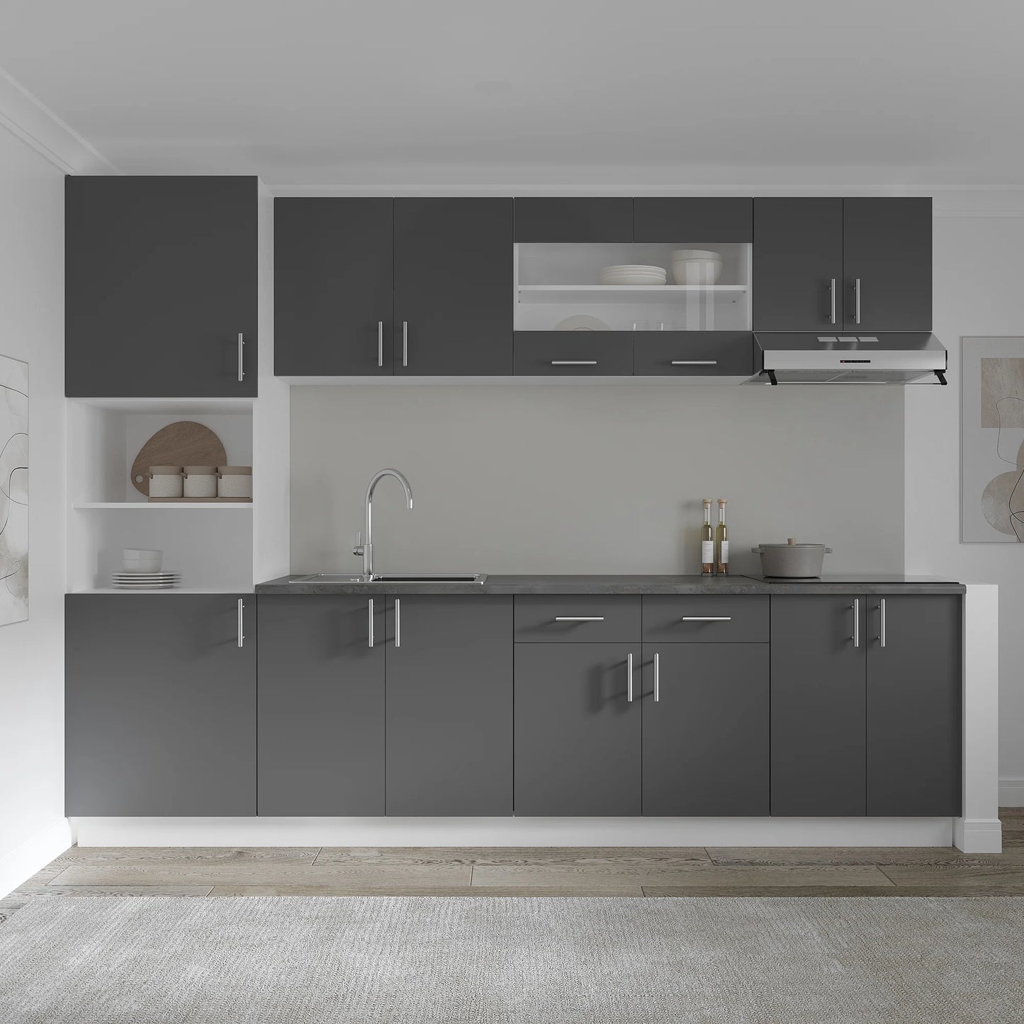 Set Bucatarie haaus Karo V23, Antracit/Alb, Blat Thermo 28 mm, L 280 cm