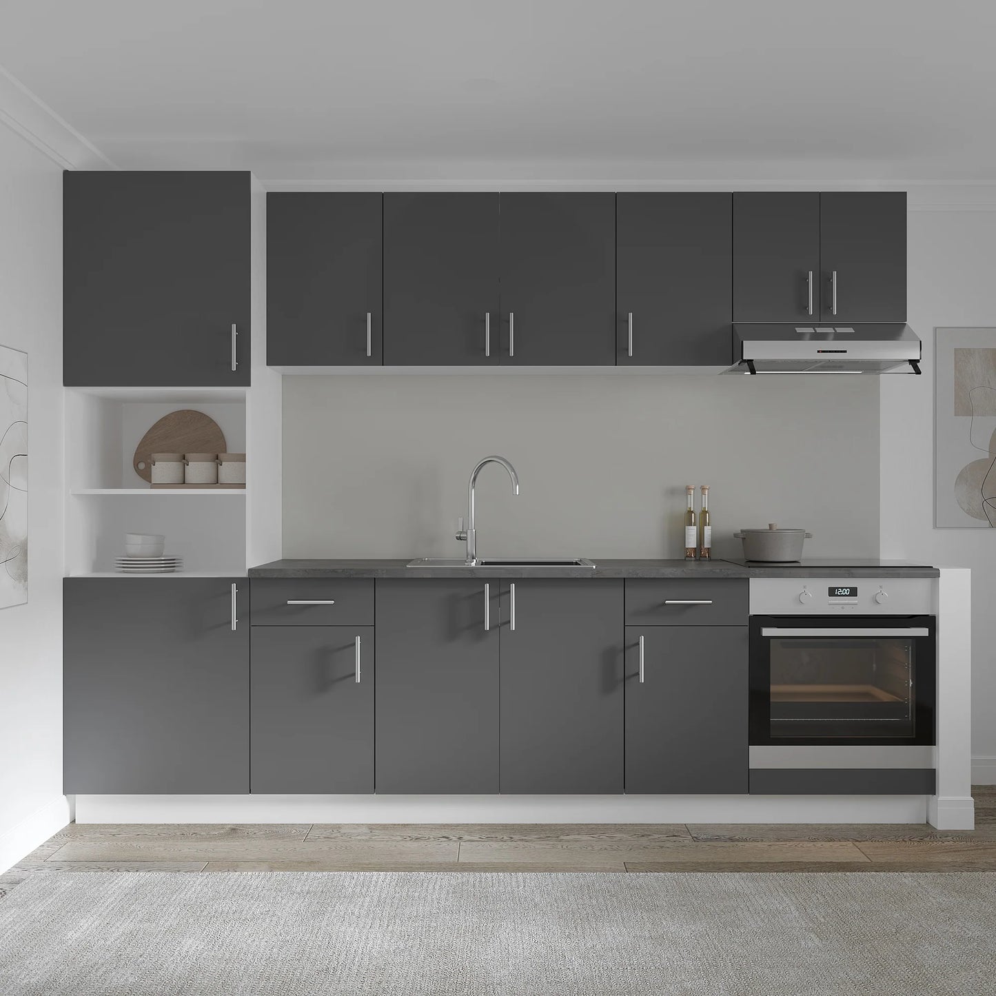 Set Bucatarie haaus Karo V24, Antracit/Alb, Blat Thermo 28 mm, L 280 cm
