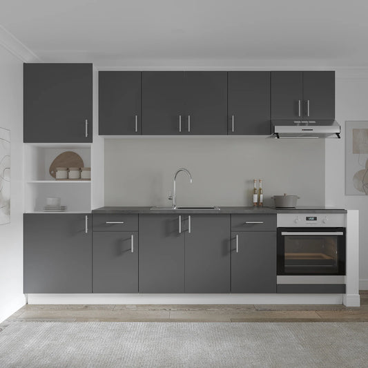 Set Bucatarie haaus Karo V24, Antracit/Alb, Blat Thermo 28 mm, L 280 cm
